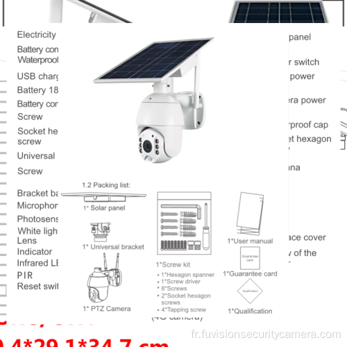 Caméra solaire de sécurité extérieure 4g pour carte SIM